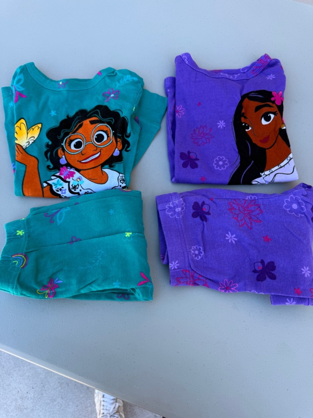 Disney Girls' Two-Pack Pajama Sets in Teal & Purple with Character Prints